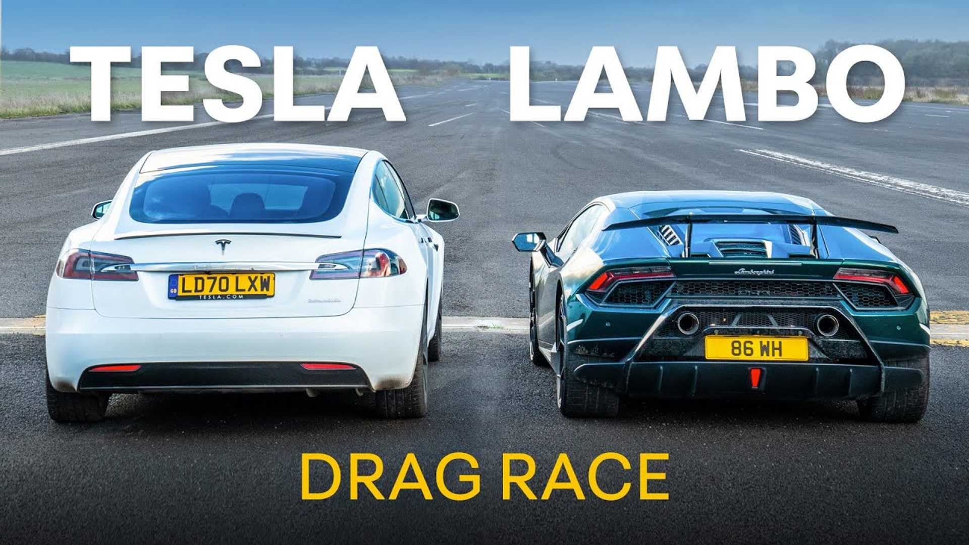 Tesla Model S Plaid разбила Lamborghini Aventador SVJ в драг-рейсинге